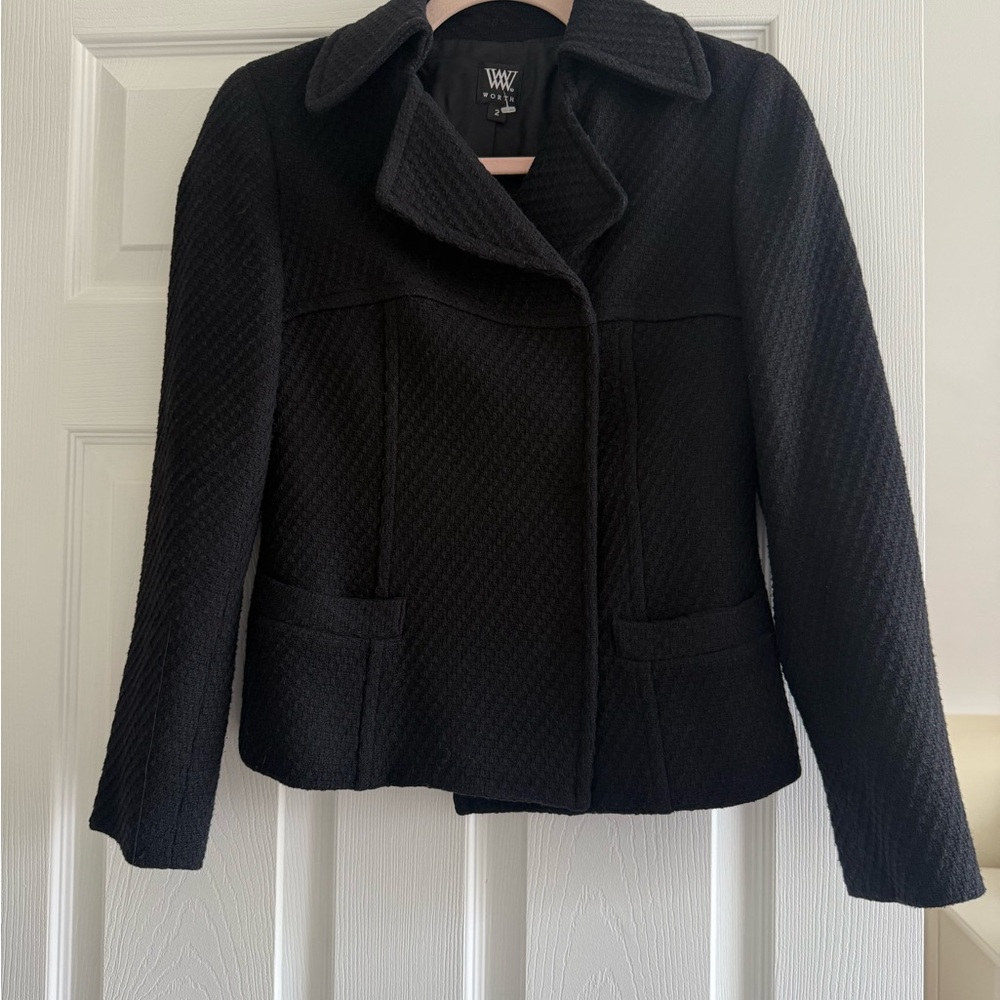 Worth Black Textured Blazer Jacket